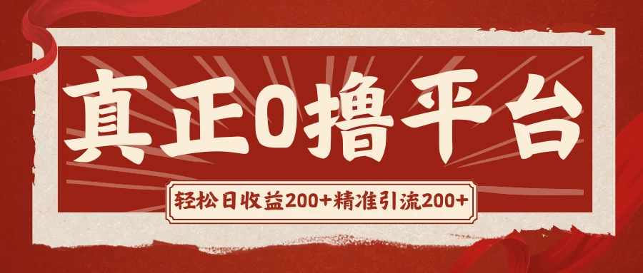 真正的0撸项目,每天轻松收入500+,有钱有产品,还有管道收益