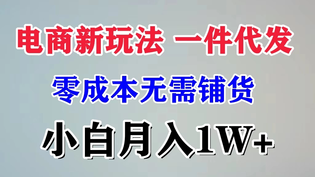 电商新玩法,一件代发,零成本无需铺货,小白月入1W+