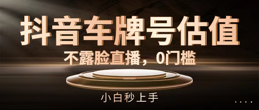 抖音车牌号估值,不露脸直播,0门槛,小白秒上手