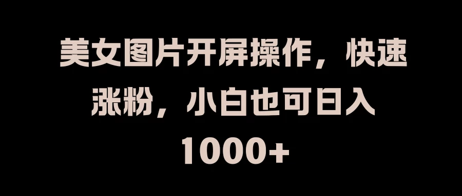美女图片开屏操作,快速涨粉,小白也可日入1000+ 第1张 美女图片开屏操作,快速涨粉,小白也可日入1000+ 第1张