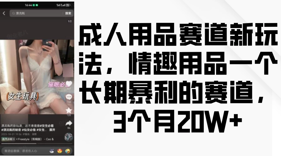 成人用品赛道新玩法,情趣用品一个长期暴利的赛道,3个月20W+ 第1张 成人用品赛道新玩法,情趣用品一个长期暴利的赛道,3个月20W+ 第1张