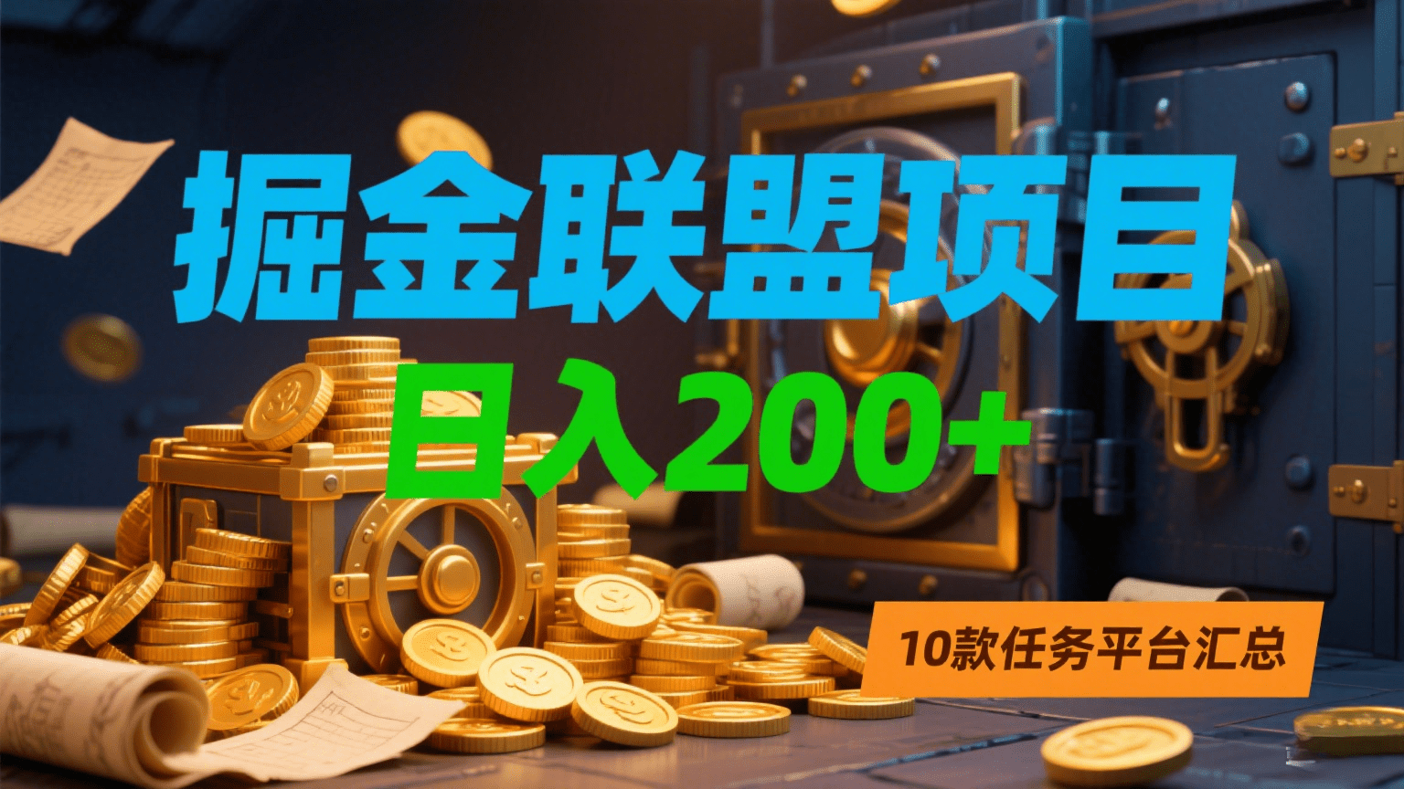 掘金联盟项目,日入200+,10款任务平台汇总
