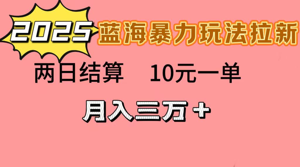 蓝海暴力拉新项目,10元一单,两日结算,月入3w➕