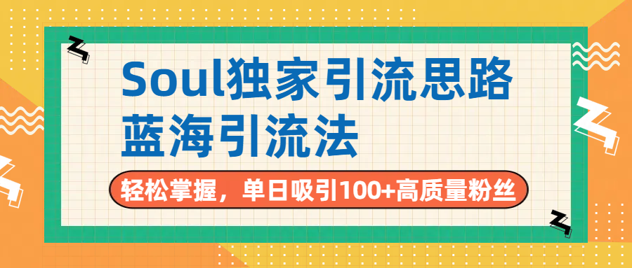 Soul独家引流思路,单日吸引100+高质量粉丝,蓝海引流法,轻松掌握