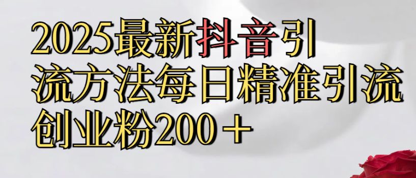 真实免费分享2025最新,抖音引流,方法每日精准引流创业粉300+